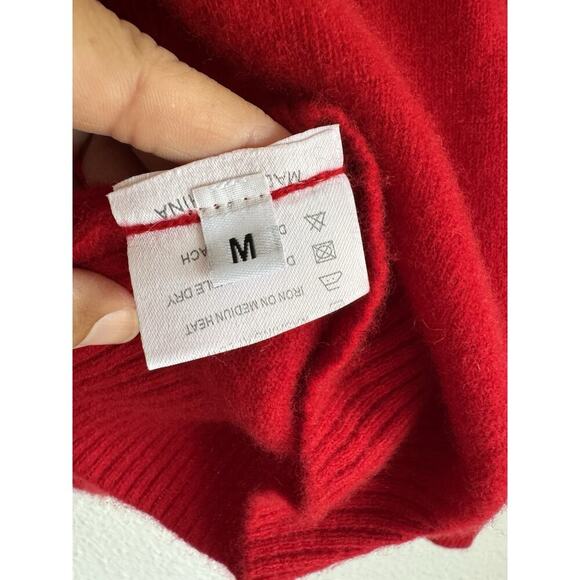 Liny Xin Pure Superfine Merino Wool Turtleneck Ribbed Sweater Red Size M - Picture 5 of 8
